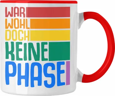 Produktbild von Trendation - LGBT Tasse Geschenk für Schwule Lesben Transgender Regenbogen Lustige Grafik Regenbogen War Wohl Doch Keine Phase (Rot)