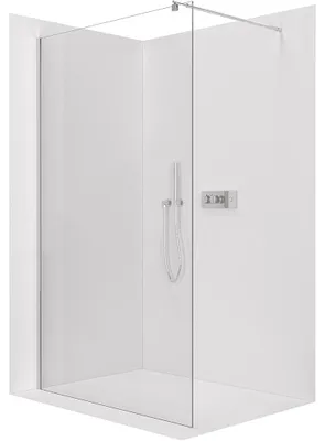 Zdjęcie produktu dla CERANO – Kabina prysznicowa Walk-in Onyx Round L/P – 6 mm – chrom, szkło przezroczyste – 80 x 190 cm