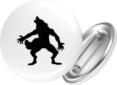 Produktbild von Huuraa Button Werwolf Silhouette 59mm rund mit Sicherheitsnadel Ansteckbutton Geschenkidee