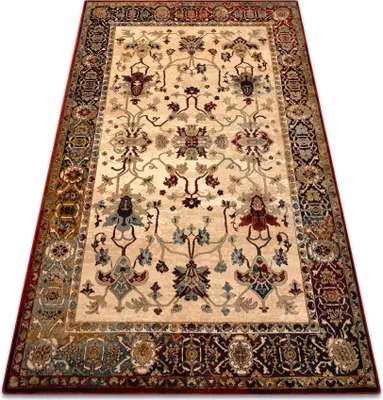 Imagen del producto de Alfombra de lana POLONIA BODRUM Ornamento, marco rubí claro beige 235x350 cm