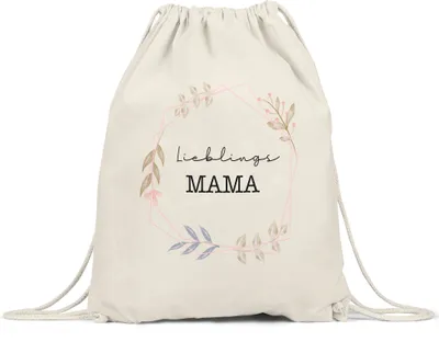 Produktbild von Lieblingsmama Turnbeutel Gymsack Liebe Blumenmotiv Geschenkidee Muttertag Geburtstag