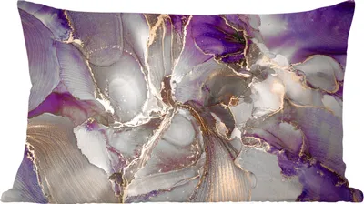 Produktbild von MuchoWow® Zierkissen Sofakissen Wohnzimmer Dekokissen 50x30 cm Gold - Lila - Marmor - Wohnzimmerdekoration - Polster mit Photo