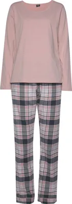 Produktbild von H.I.S. Pyjama 2 -teilig rosa/rosa-grau-kariert Größe 40