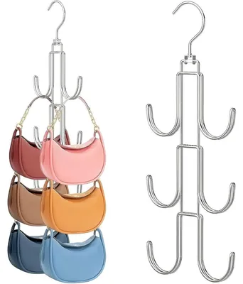 Produktbild von INF Drehbarer Taschenaufhänger - Stahl Kleiderschrank Organizer für Taschen Silber