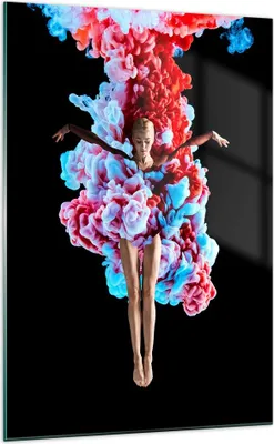 Produktbild von Bilder auf glas - Einteilig - Mädchen bunt Rauch - 70x100cm - Glasbilder - Wandbilder - Bilder - zum Aufhängen bereit - Wanddekoration aus Glas - Glas Bilder - Wandbild auf Glas - GPA70x100-4505