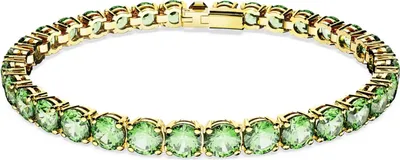 A close-up studio shot of a tennis bracelet.