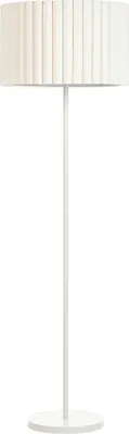 Produktbild von BELIANI Stehlampe Cremeweiß u. Weiß Metall 154 cm 1-Flammig Stoffschirm Trommelform Rillen-Optik Langes Kabel mit Schalter Modern Wohnzimmer