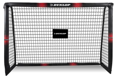 Zdjęcie produktu dla Zestaw bramek piłkarskich Dunlop (2 szt.) – bramka piłkarska 180 x 120 x 60 cm – akcesoria treningowe do piłki nożnej do użytku wewnątrz i na zewnątrz – metal – czarno-czerwone