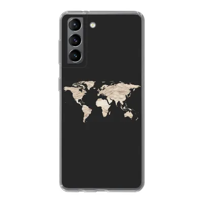 Produktbild von MuchoWow® Handyhülle Schutzhülle Hülle für Samsung Galaxy S21 Weltkarte - Heu - Braun Silikon Softcase Handy Hülle - Softcase