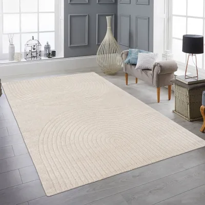 Immagine prodotto di Tappeto da salotto resistente con un semplice disegno ad arco in beige Dimensioni - 240 x 340 cm