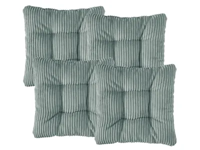 Immagine prodotto di Set di 4 cuscini per sedie | Cuscini da seduta in velluto a coste turchese 38 x 38 x 6 cm | Per giardino, cucina e sala da pranzo | XDREAM