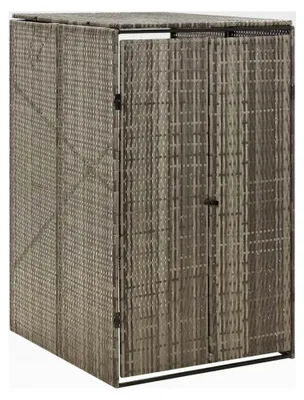 Produktbild von Mülltonnenbox für 1 Tonne Grau 70x80x117 cm aus Poly Rattan