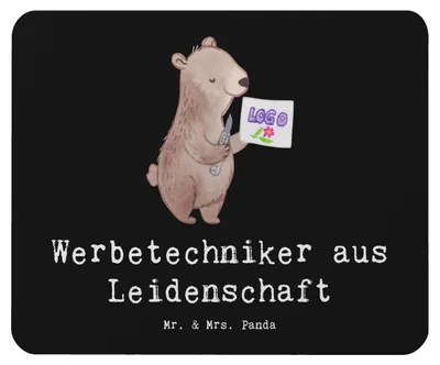 Produktbild von Mr. & Mrs. Panda Mouse Pad Werbetechniker Leidenschaft - Schwarz - Geschenk, Mousepad, pc mauspad, laptop, mousematte