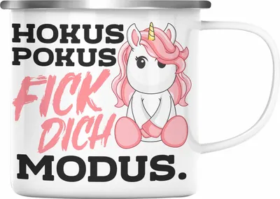 Produktbild von Trendation - Lustige Ich Hasse Menschen Emaille Tasse Mit Spruch Einhorn Emaille Emaille Tasse Geschenk Mama Freundin Kollegin Geschenkidee Arbeit Frauen (Silber)