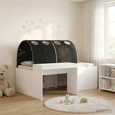 Productafbeelding van Maison Exclusive - Stapelbed met bureau voor kinderen, 3 stuks, wit en zwart