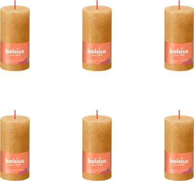 Produktbild von Bolsius - Rustikale Stumpenkerze - 100/50 - 1 Stück pro Packung - Wabengelb - Vorteilspack - 6 Stücke