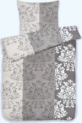 Produktbild von Bettwäsche Winter Biber Mischgewebe Baumwolle Polyester Feinbiber 135x200 + 80x80 cm mit Reißverschluss Größe: 2 teilig Design: Ornament Greige