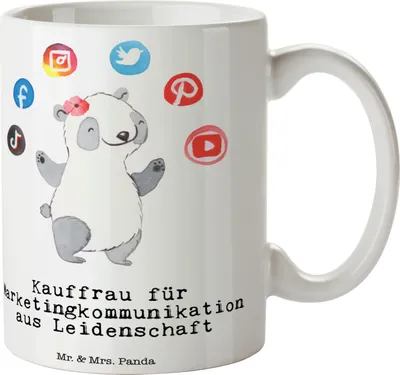 Produktbild von Mr. & Mrs. Panda Teetasse Kauffrau für Marketingkommunikation Leidenschaft - Weiß - Geschenk, schöne tasse, Teebecher, Kaffeebecher, Pott