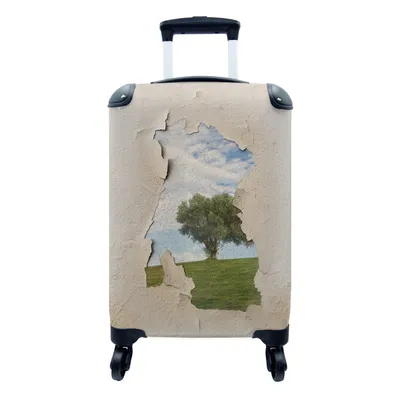 Produktbild von MuchoWow® Koffer Handgepäck Trolley Rollkoffer Kleine Reisekoffer mit 4 Rollen - Abstraktes Bild eines Mauerstücks, in dem die Natur durchscheint - Cabin Size < 55x40x23 cm & 55x40x20 cm - Fotokoffer - Kabinenkoffer - Boardgepäck - Reise-Box - Reisekoffer - Reisegepäck - Koffer mit Bild - Trolley für Kinder