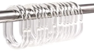 Imagen del producto de Anillos para cortina de ducha de plástico, 24 unidades, para baño