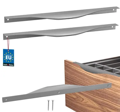 Zdjęcie produktu dla KOTARBAU® Zestaw 2 szt. uchwytów do szafek, uchwyty meblowe 320 / 340 mm, srebrne (ZnAl) – uchwyty do szafek kuchennych, uchwyty do szuflad, uchwyty do drzwi, uchwyty krawędziowe do szafek