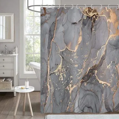 Produktbild von Grauer Marmormatte für Duschen - wasserdicht - 180 x 200 cm