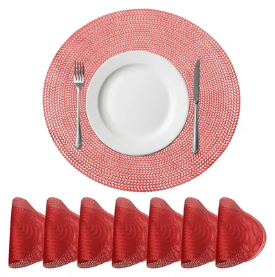 Runde PVC-Tischsets, 8er-Set, rot, 38 cm, waschbar