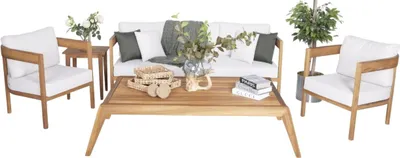 Zdjęcie produktu dla Nowoczesny zestaw mebli ogrodowych 4-częściowa sofa stolik kawowy fotel grupa wypoczynkowa