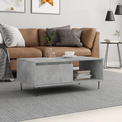 Image de Maison Exclusive - Table basse gris béton 90x50x36,5 cm Matériau dérivé du bois