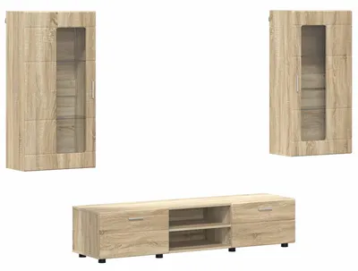 Produktbild von TV-Schrankset mit Regal FLORIN 3 pcs Sonoma-Eiche Holzwerkstoff