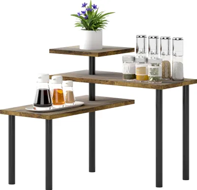 Produktbild von HOMCOM Küchenregal, Drehbar Mikrowellenregal mit 3 Ebenen, Industriell Metall