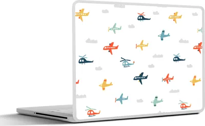 Produktbild von MuchoWow® Laptop Aufkleber Sticker Cover Schnittmuster - Hubschrauber - Flugzeug - Jungen - Kinder - Kinder 25x18 cm - Laptop-Deko