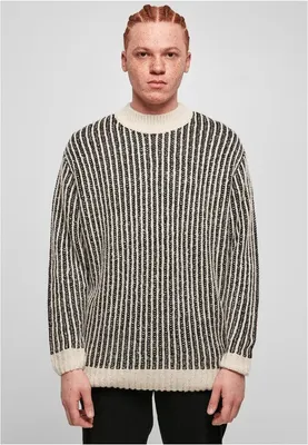Produktbild von Herrenpullover Urban Classics Oversized, zweifarbig, Farbe: weiß/schwarz - Größe: S
