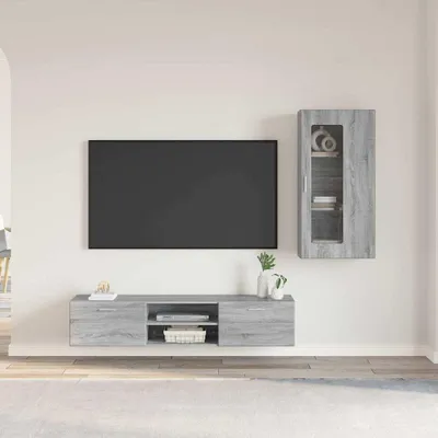 Produktbild von "2026 Moderne" TV-Schrankset mit Schubladen Graues Sonoma Holzwerkstoff - Wohnwände CJG617082