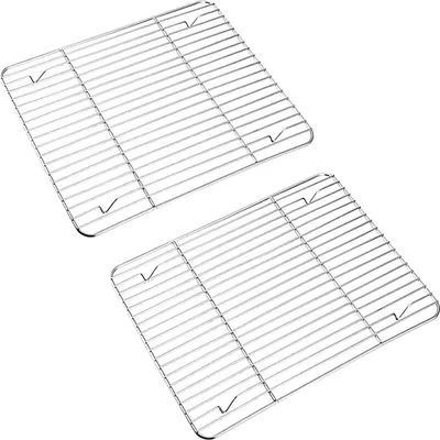 Produktbild von Abkühlgitter Set aus Edelstahl zum Braten Backen Grillen 38,5 x 28 x 1,5 cm