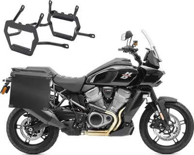 Zdjęcie produktu dla Zestaw aluminiowych kufrów + uchwyt kufra odpowiedni dla Harley Davidson Pan America 2