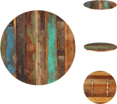 Image de vidaXL Plateau de table rond 80 cm 15-16 mm Vieux bois massif - Plateaux de table