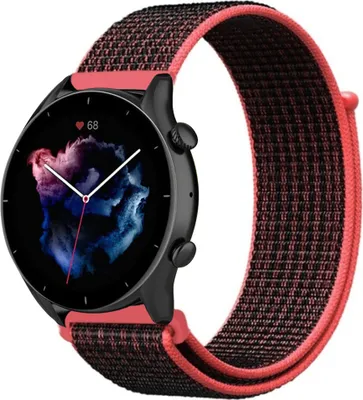 Produktbild von Strap-it Amazfit GTR 3 (Pro) Nylonarmband (Schwarz/Rot)