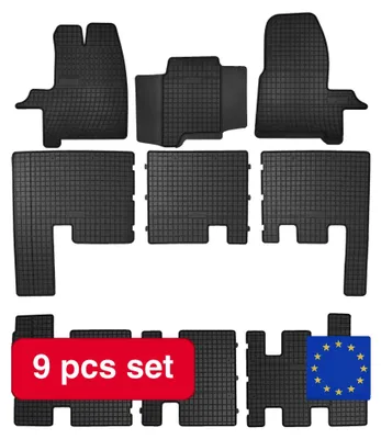 Image de Tapis de sol en caoutchouc, conçus sur mesure pour les modèles Ford Tourneo Custom (2012-2023), fabriqués en caoutchouc durable, faciles à nettoyer, avec une résistance à l'abrasion élevée et une garniture en fibres synthétiques