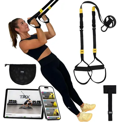 Produktbild von Schlingentrainer Fitnessgerät TRX Schlingentrainer - Tragbar - unter 500 g - Grau - Inklusive 90 Tage Trainings-App