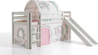 Image de Lit de jeu Pino incl. toboggan avec set textile rideau et tunnel "Birdy