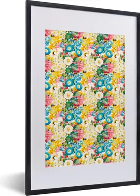 Produktbild von MuchoWow® MuchoWow® Gerahmtes Poster Blumen - Frühling - Collage 40x60 cm - Poster mit zchwarzem Bilderrahmen - Poster in Rahmen