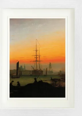 Produktbild von Caspar David Friedrich Gerahmtes Bild Mit Edlem Passepartout | Wand-Bilder | Im Bilderrahmen - Greifswalder Hafen, 1815-1816 (40 x 30 cm)