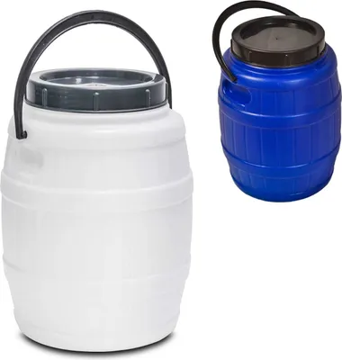 Zdjęcie produktu dla Beczka 12L plastikowa z uchwytem, atest STERK biały/niebieski