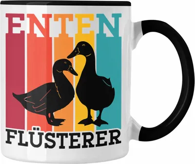 Produktbild von Trendation - Lustige Enten Liebhaber Tasse "Enten Flüsterer" - Geschenk für Entenfreunde Entenzüchter (Schwarz)