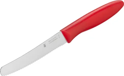 Produktbild von WMF 1 Stück Vespermesser Classic Line Frühstücksmesser 23 cm, Brötchenmesser Wellenschliff, Brotzeitmesser, Spezialklingenstahl, Kunststoffgriff, rot 3201003007