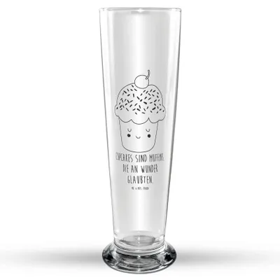 Produktbild von Mr. & Mrs. Panda Weißbierglas Cupcake - Transparent - Geschenk, Küche Deko, Lustige Sprüche, Bier Glas, Cupcakes, Weizenbier, Motivation, Weizen, Bierglas, Wunder, Muffin