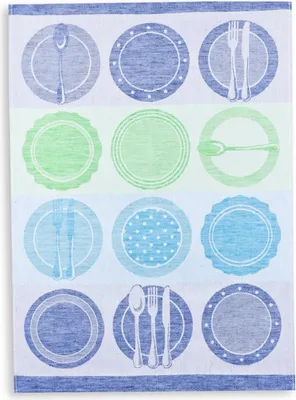 Produktbild von Triolino Jacquard Geschirrtuch Halbleinen Küchentuch Geschirr 50 cm x 70 cm, Grösse:50 cm x 70 cm, Farbe:Blau