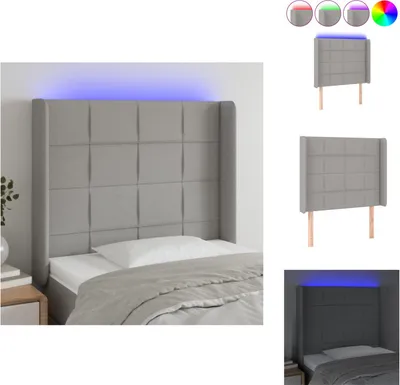 Produktbild von vidaXL LED Kopfteil Hellgrau 103x16x118/128 cm Stoff -  Kopf- & Fußenden