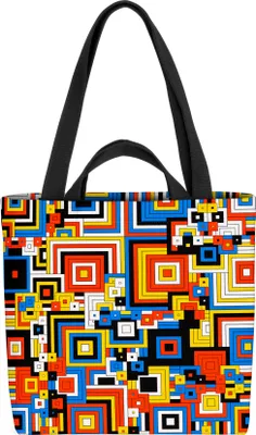 Produktbild von VOID Gemustert Quadrate Farben Retro Tasche 33x33x14cm,15l Einkaufs-Beutel Shopper Einkaufs-Tasche Bag